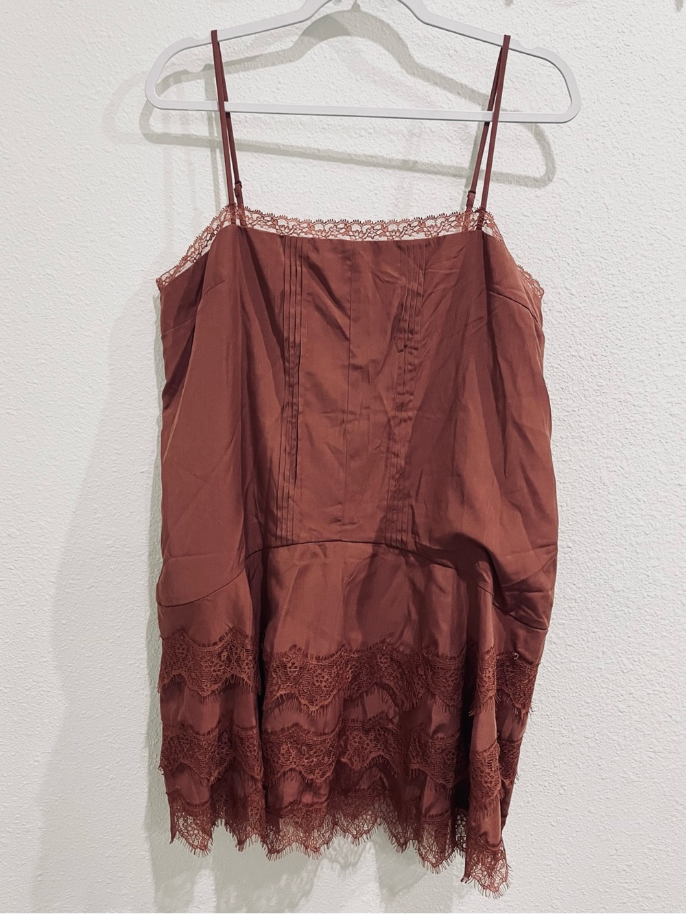 STORIA Strap Satin Lace-Trim Slip Dress Feminine Neutral Boho Coquette